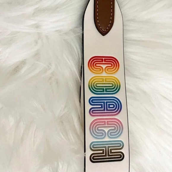 SALE NEW Coach Rainbow Large Leather Loop Wrist Keyring Purse Charm Dog Leash - Picture 8 of 12